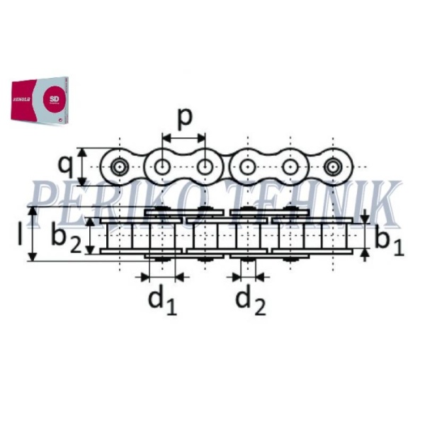 Rullpukskett 08B-1 12,7 mm (5 meetrit) (RENOLD SD)