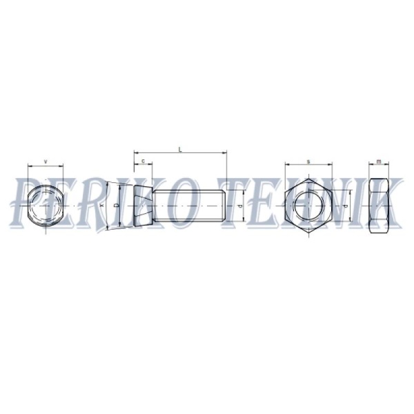 Bolt+nut M12x50 (MP-2) 12.9