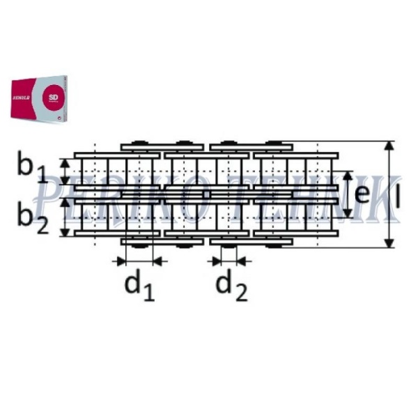 Roller Chain 12B-2 (double row) 19,05 mm (5 m) (RENOLD SD)