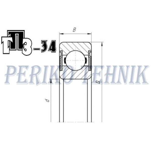 Deep Groove Ball Bearing 627 2RS P0 (180027) (GPZ-34)