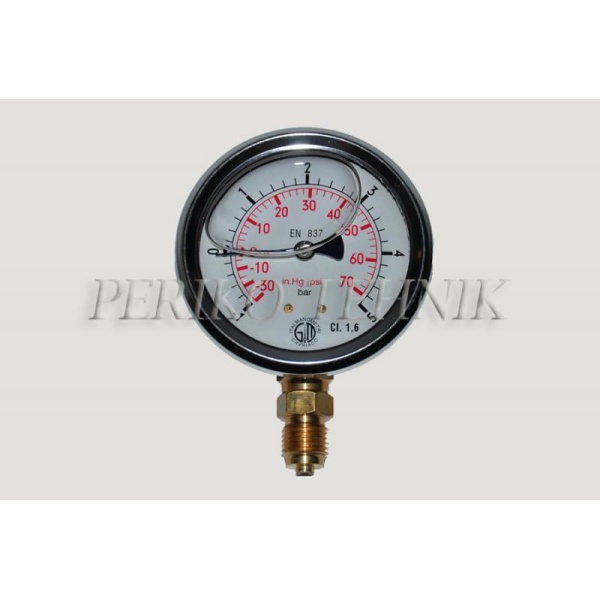 Pressure Gauge DN63 -1 - +5 bar, 1/4" bottom fixing