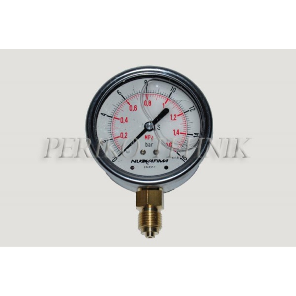 Pressure Gauge DN63 0-16 bar, 1/4" bottom fixing