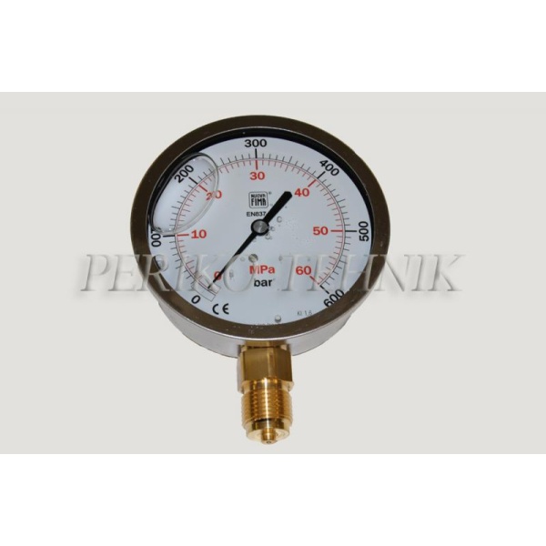 Pressure Gauge DN100 0-600 bar, 1/2" bottom fixing