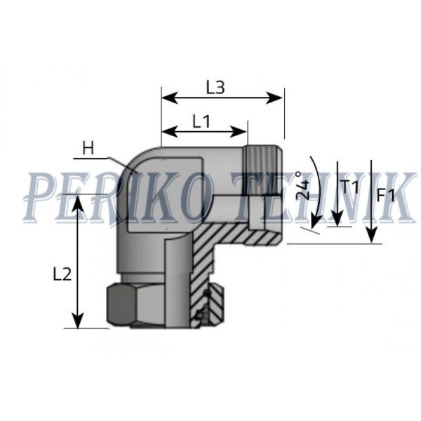 Adjustable male stud elbow 90° metric 8L M14x1,5