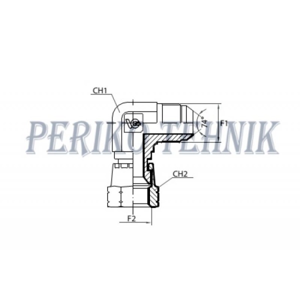 90° Adapter Male JIC 7/8" - Swivel Female JIC 7/8"