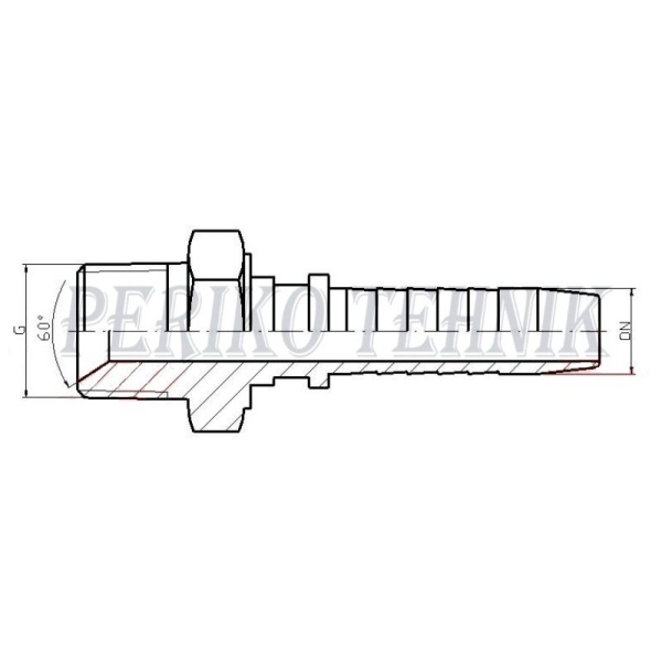 Straight male fitting with conical BSPT thread 1/8" - DN06
