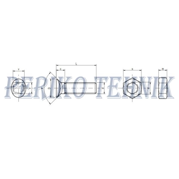 Bolt+nut for S-tine share M10x37 MP-4 12.9