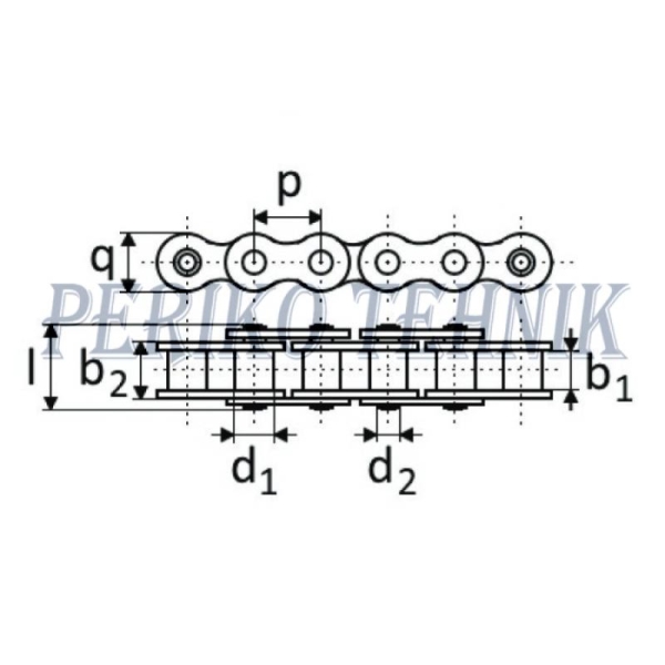 Roller Chain 12A-1 19,05 mm, 5 meters,China