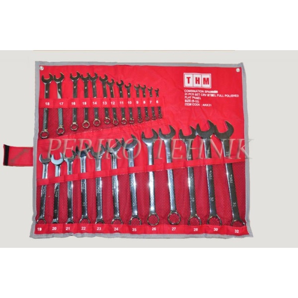 Combination Open & Ring End Spanner – Chrome Vanadium 6-28,30,32 mm (25 pcs) (THM)