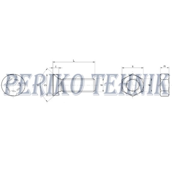 Bolt+nut M12x30 ISO5713 KV-1,3 (with 2 nibs) 10.9