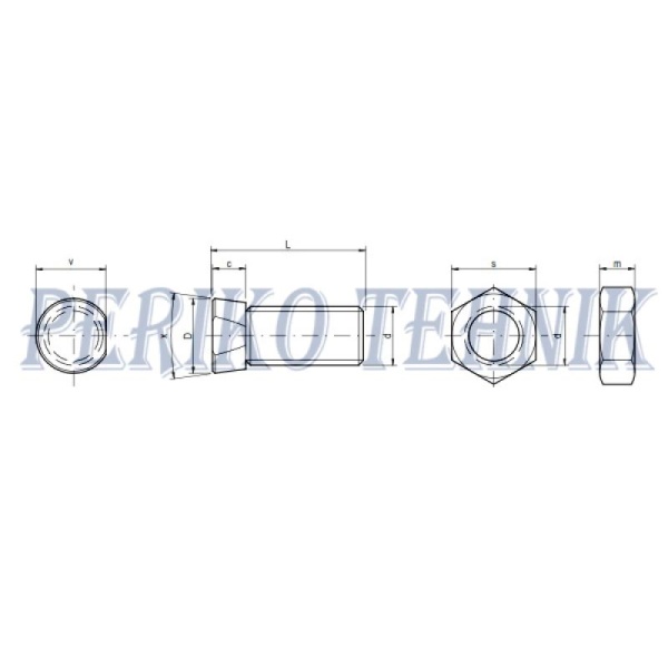 Bolt+nut M16x50 (MP-1) 12.9